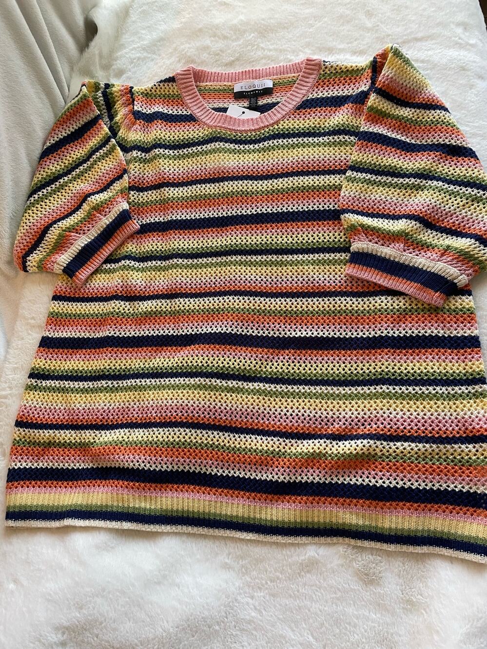 NWT new Eloquii Elements Striped Short Sleeve Sweater size 18/20